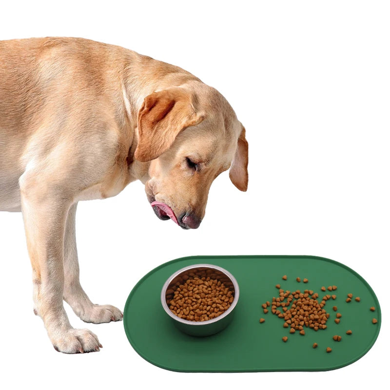 Silicone Waterproof Pet Bowl Mat - Spill-Resistant Feeding Tray for Dogs and Cats