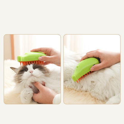 3-in-1 Pet Steam Brush for Cats and Dogs - Cleaning, Massage, and Grooming Tool with Hair Removal Functionality