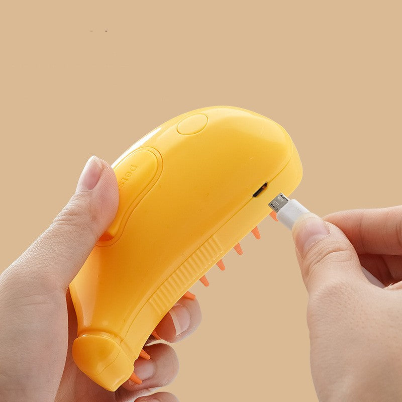 3-in-1 Pet Steam Brush for Cats and Dogs - Cleaning, Massage, and Grooming Tool with Hair Removal Functionality