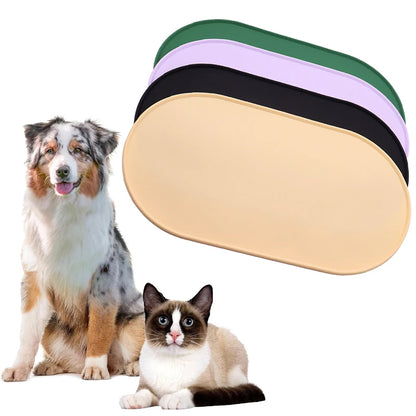 Silicone Waterproof Pet Bowl Mat - Spill-Resistant Feeding Tray for Dogs and Cats