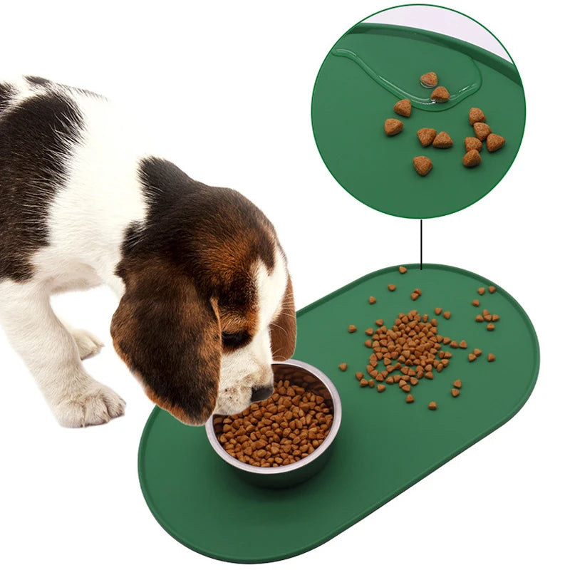 Silicone Waterproof Pet Bowl Mat - Spill-Resistant Feeding Tray for Dogs and Cats
